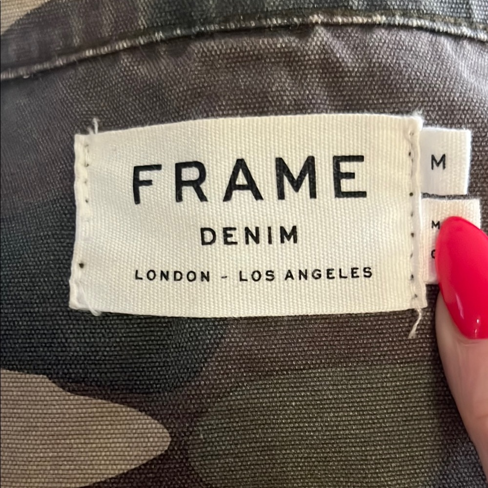 Frame Denim Utility Jacket Green and Tan Military-Inspired - Picture 11 of 15